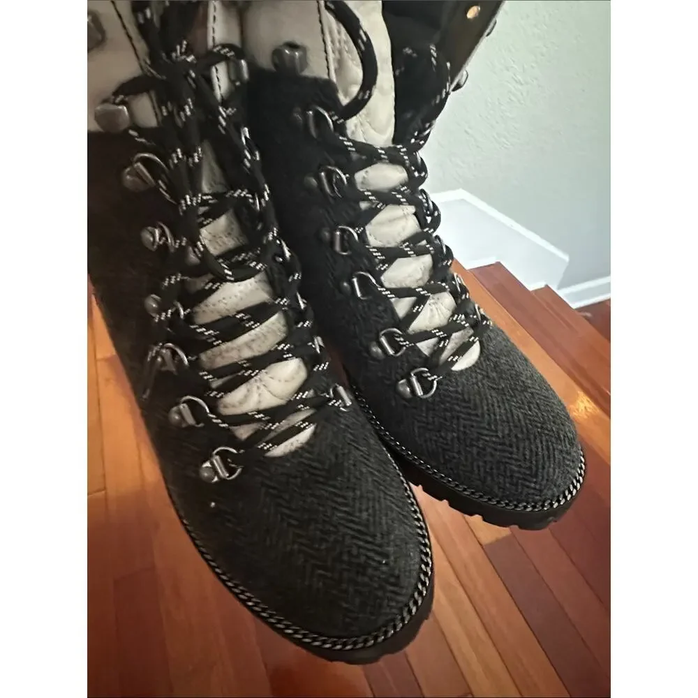 NEW Coach Lorren Combat Boots Moto Black Grey Lace-up Zipper City Chic Size 6.5